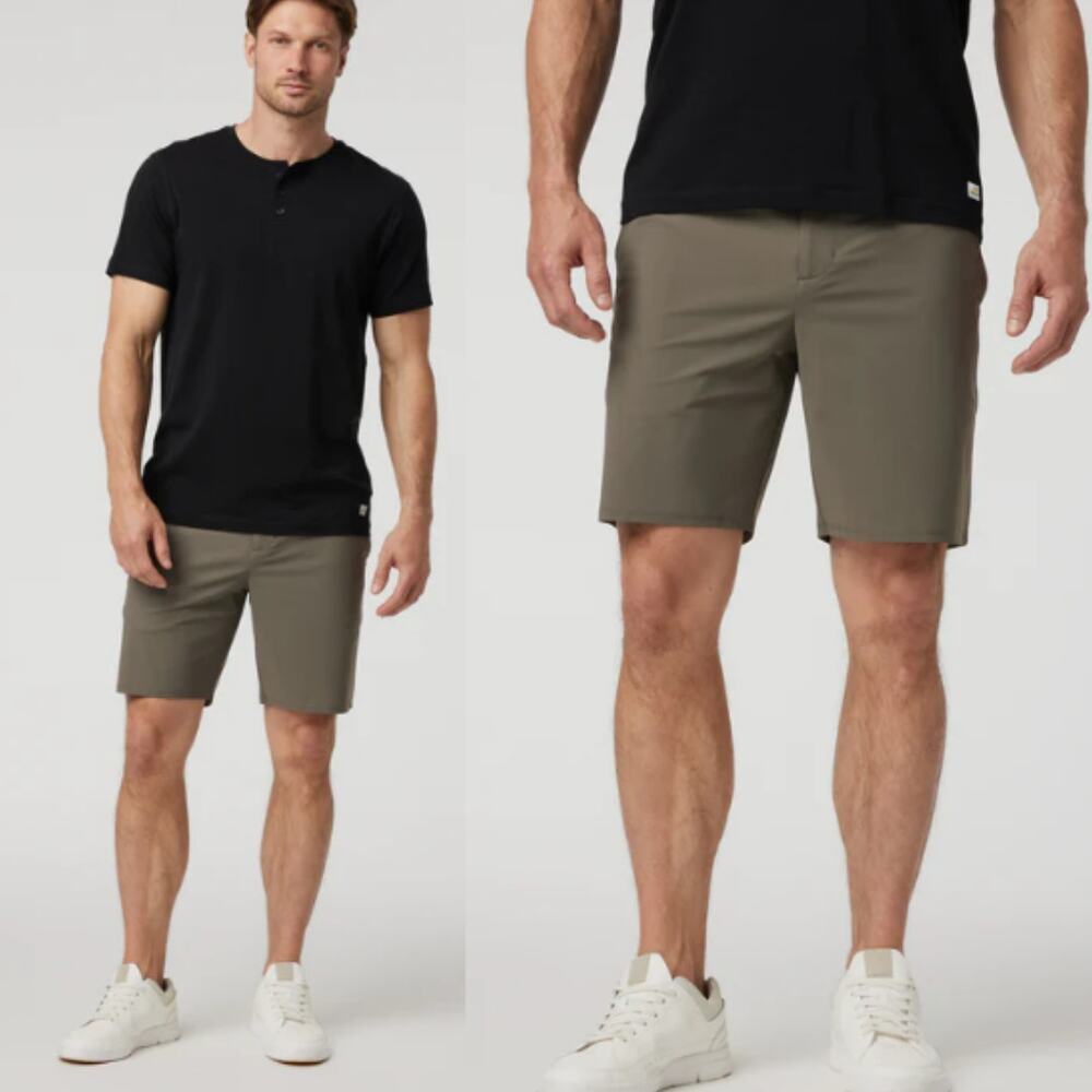 Vuori Men's Fleet Performance Shorts XL Cocoa Zip Pocket Drawstring Stretch